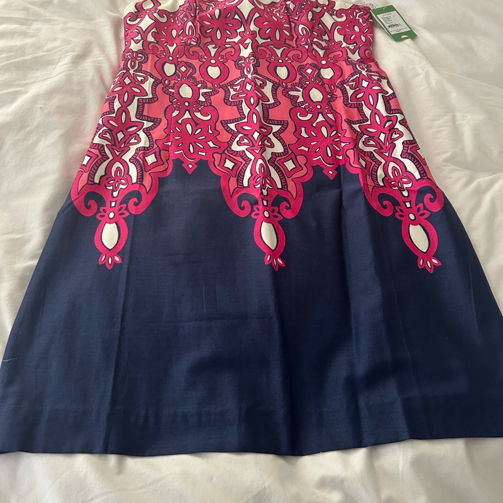 Lilly Pulitzer Pink and Blue Strapless Dress